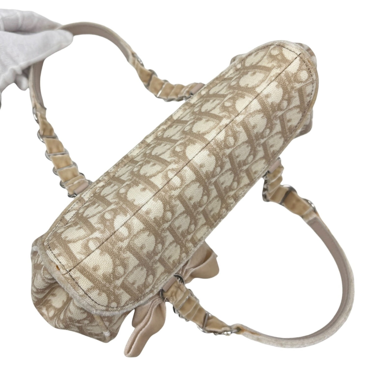 Christian Dior Vintage 2005 Trotter Monogram Romantique Bag Beige PVC 902345