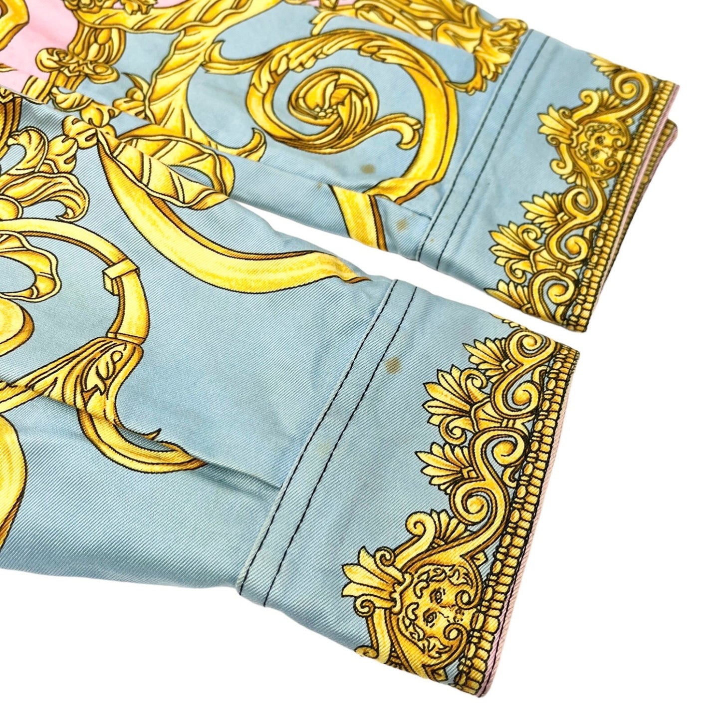 GIANNI VERSACE Vintage 1992 Medusa Baroque Denim Jacket Pink Blue Gold Rank AB