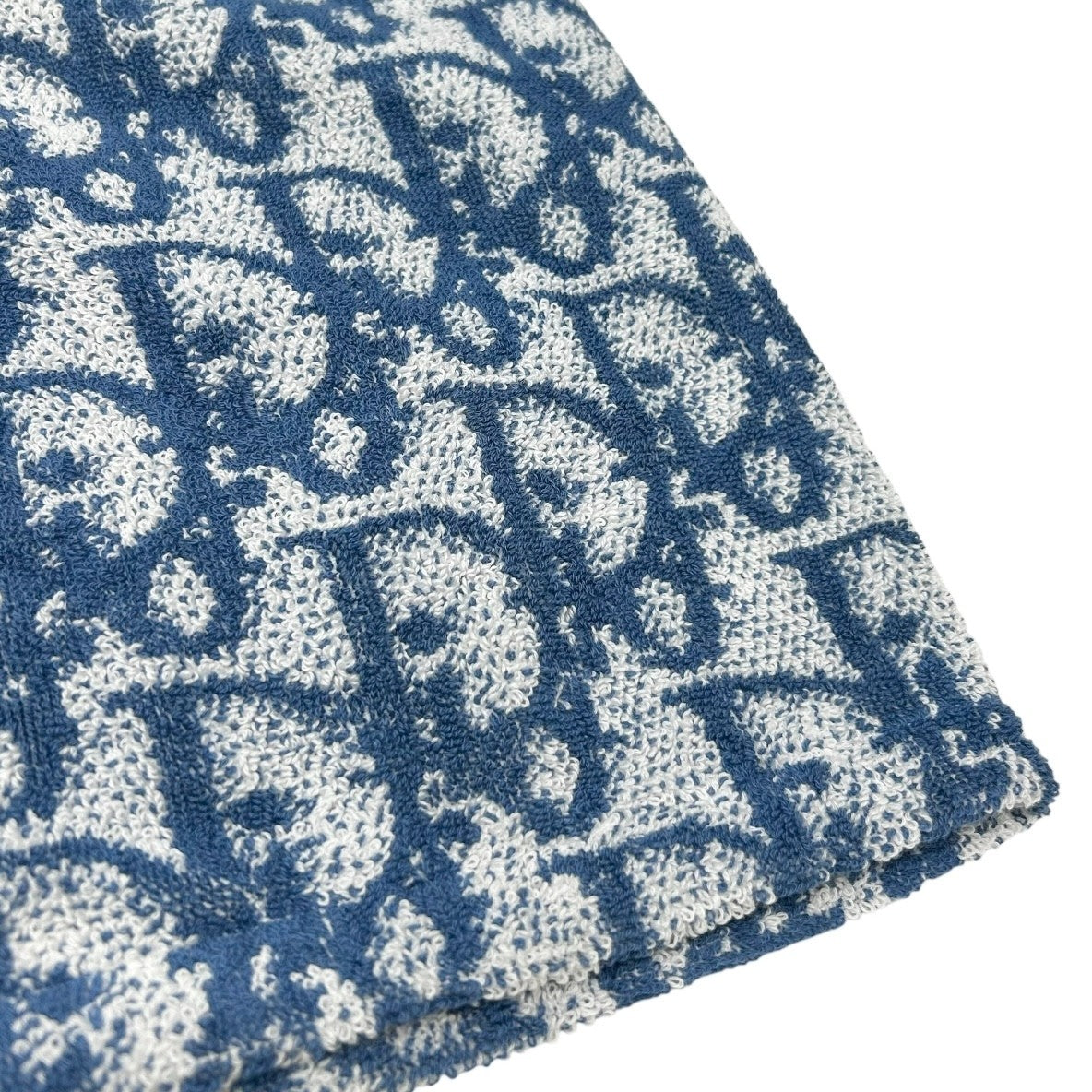 Christian Dior Vintage Trotter Monogram Logo Bathrobe #L Terry Cloth Blue White
