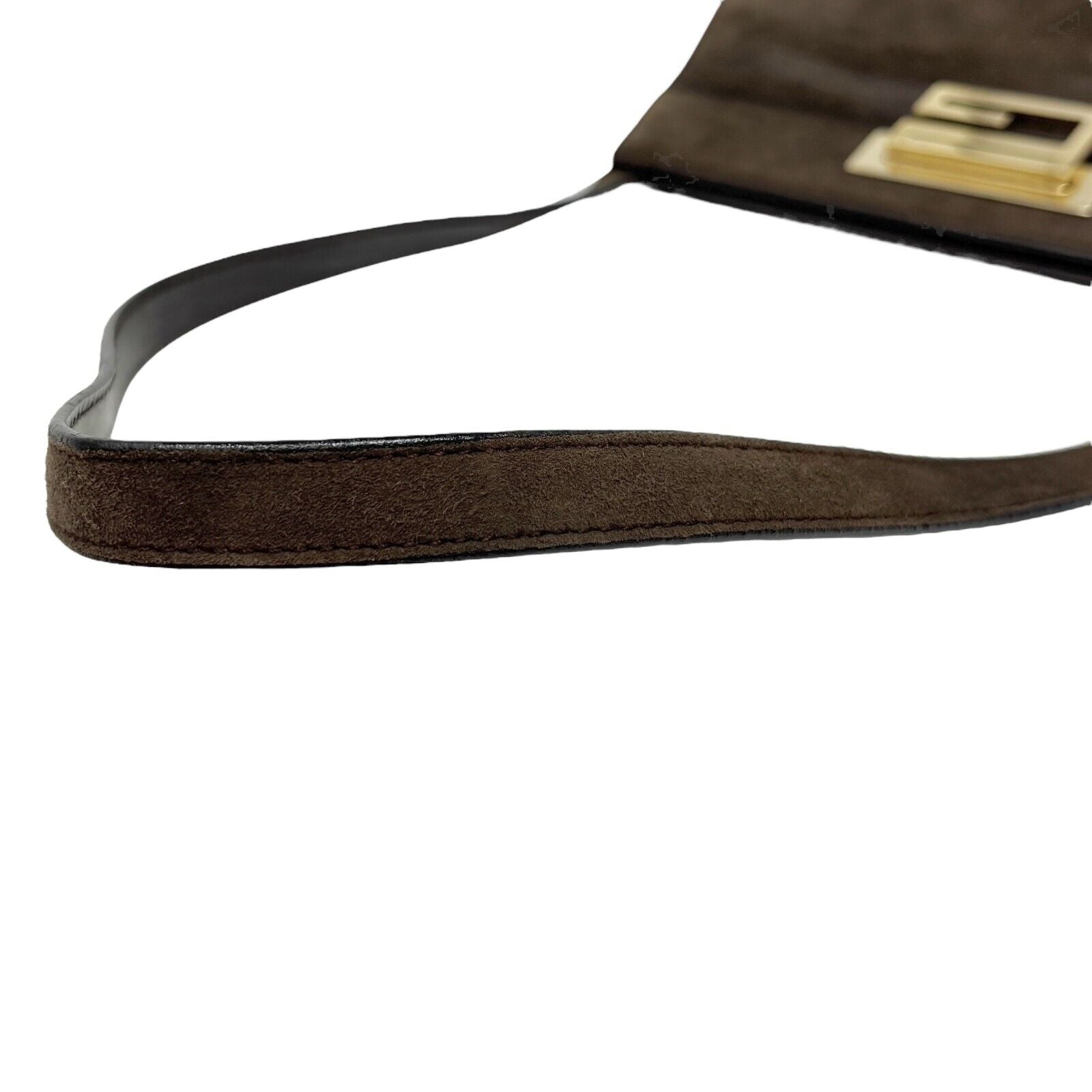 GUCCI Vintage G Square Logo Small Shoulder Bag Brown Gold Suede Leather