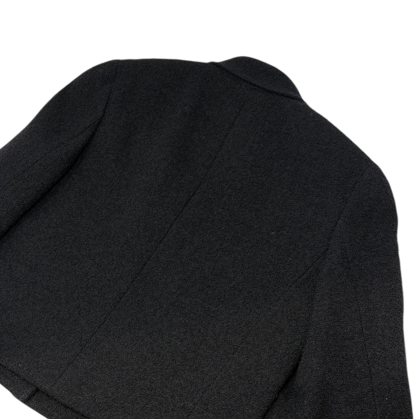 CHANEL Vintage 96P CC Logo Button Cropped Blazer Jacket #38 Black Silver