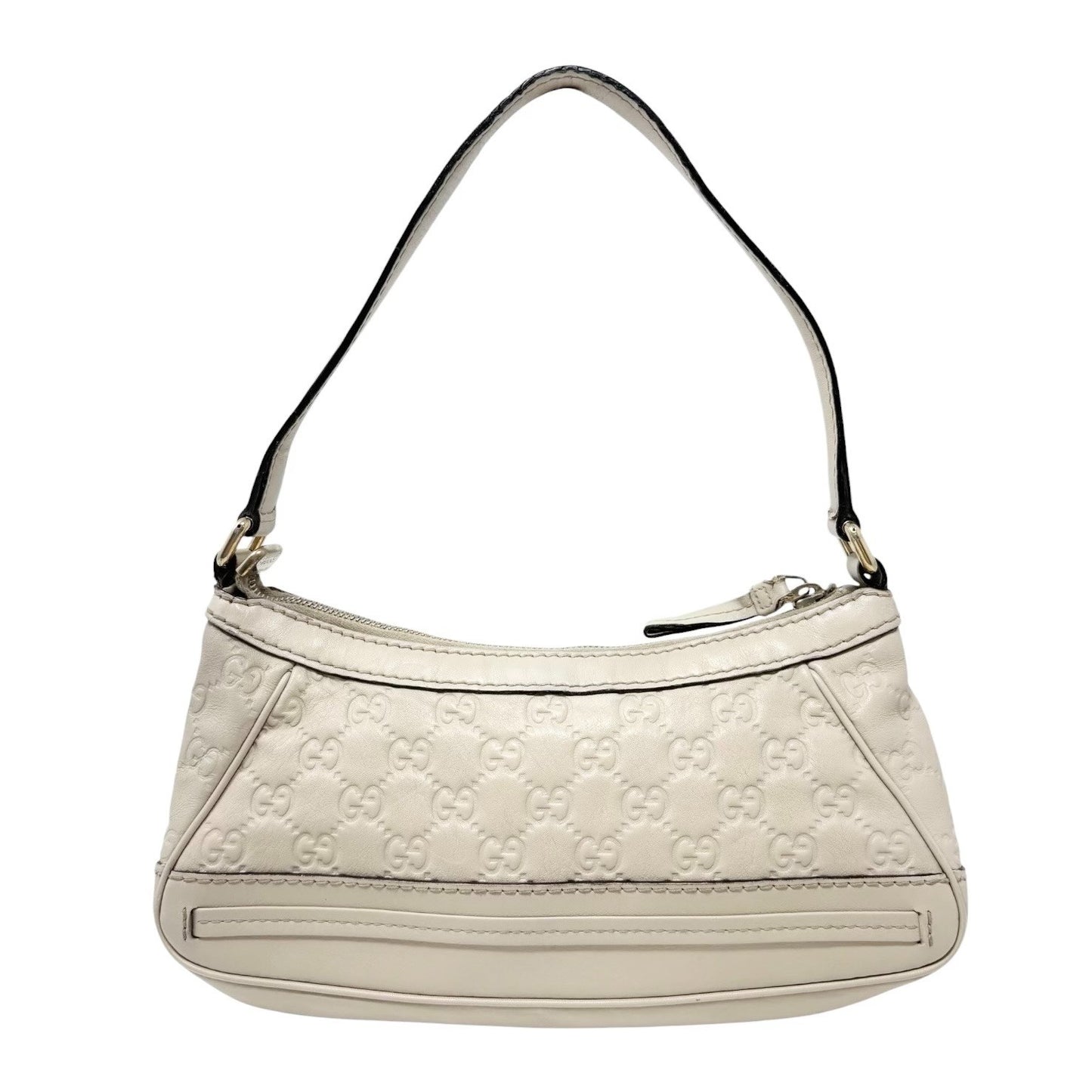 GUCCI Vintage GG Interlocking Monogram Shoulder Bag Beige Ribbon Zip 902282