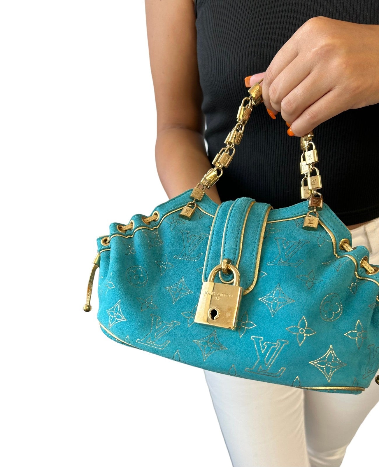 LOUIS VUITTON Vintage Monogram Extraordinary Theda PM Bag Turquoise 902025
