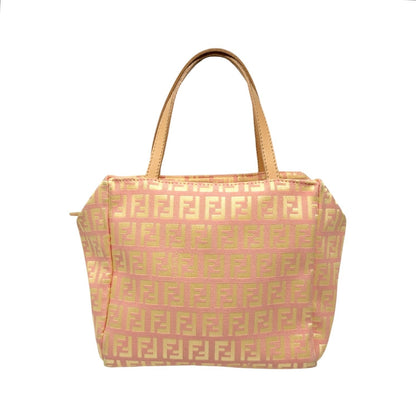 FENDI Vintage FF Logo Zucchino Mini Handbag Pink Yellow Canvas 902482