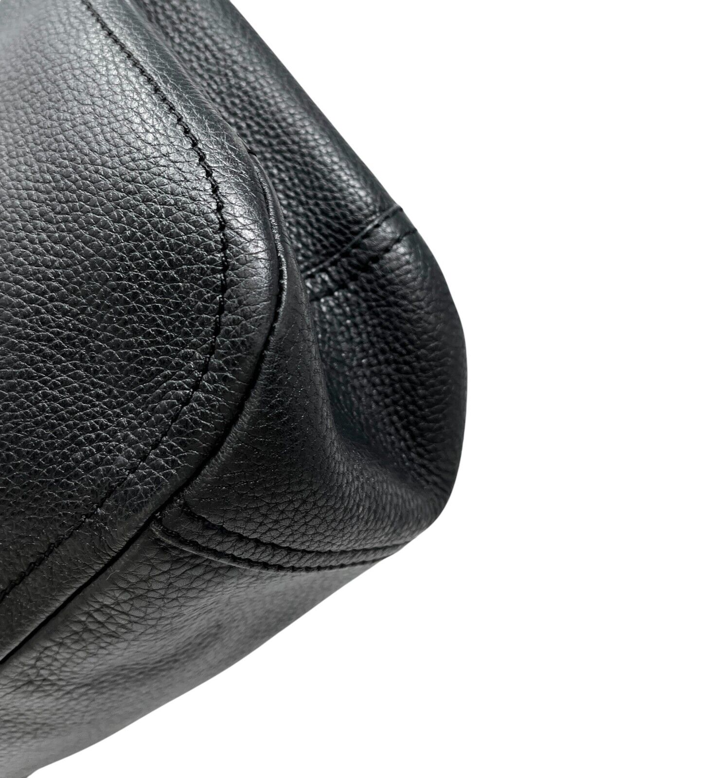 PRADA Vintage Logo Shoulder Bag Handbag Zip Stitch Black Silver Leather