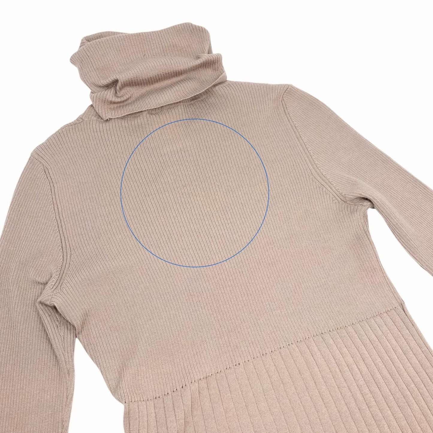 CHANEL Vintage 00A CC Logo Rib Knit Sweater Top #42 Beige Cashmere Silk 902082