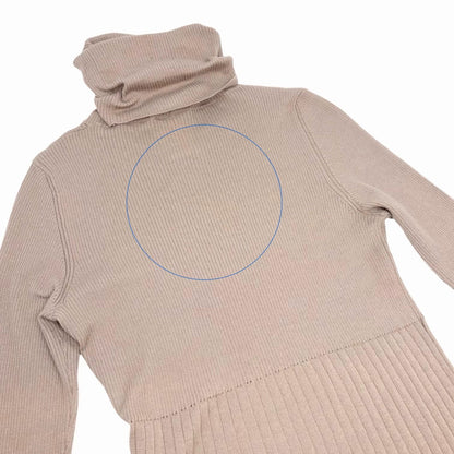 CHANEL Vintage 00A CC Logo Rib Knit Sweater Top #42 Beige Cashmere Silk 902082