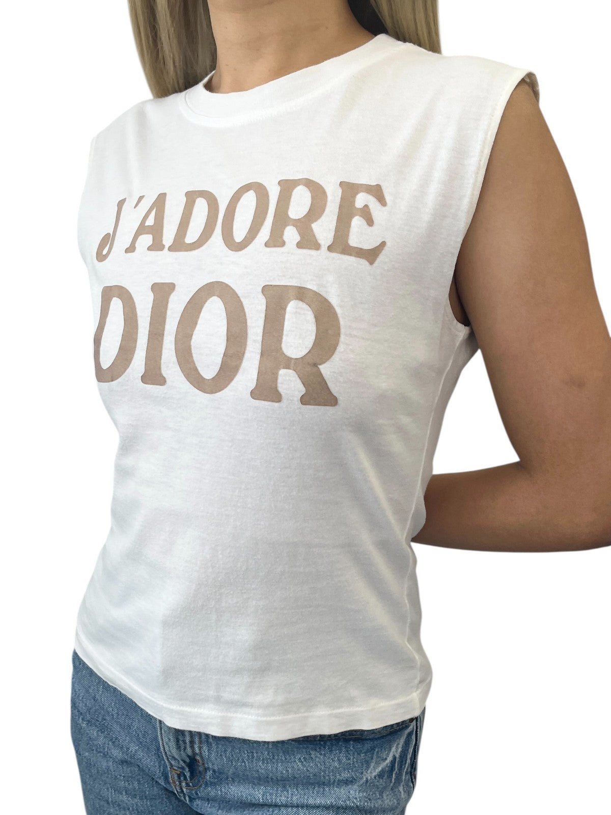 Christian Dior Vintage 2002 J'ADORE Tank Top #44 White Light Brown 902304