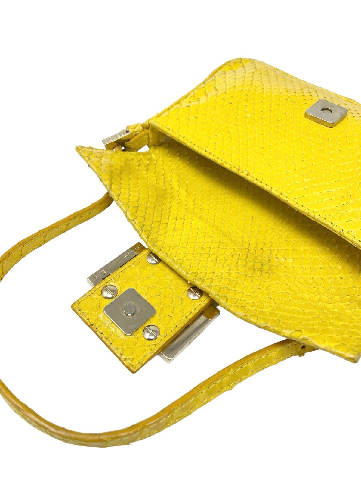 FENDI Vintage Mamma Baguette Mini Pochette Yellow Gold Leather Rank AB