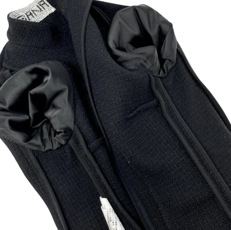 DOLCE&GABBANA Vintage Logo Rhinestone Jacket Top #38 Black Silver Wool