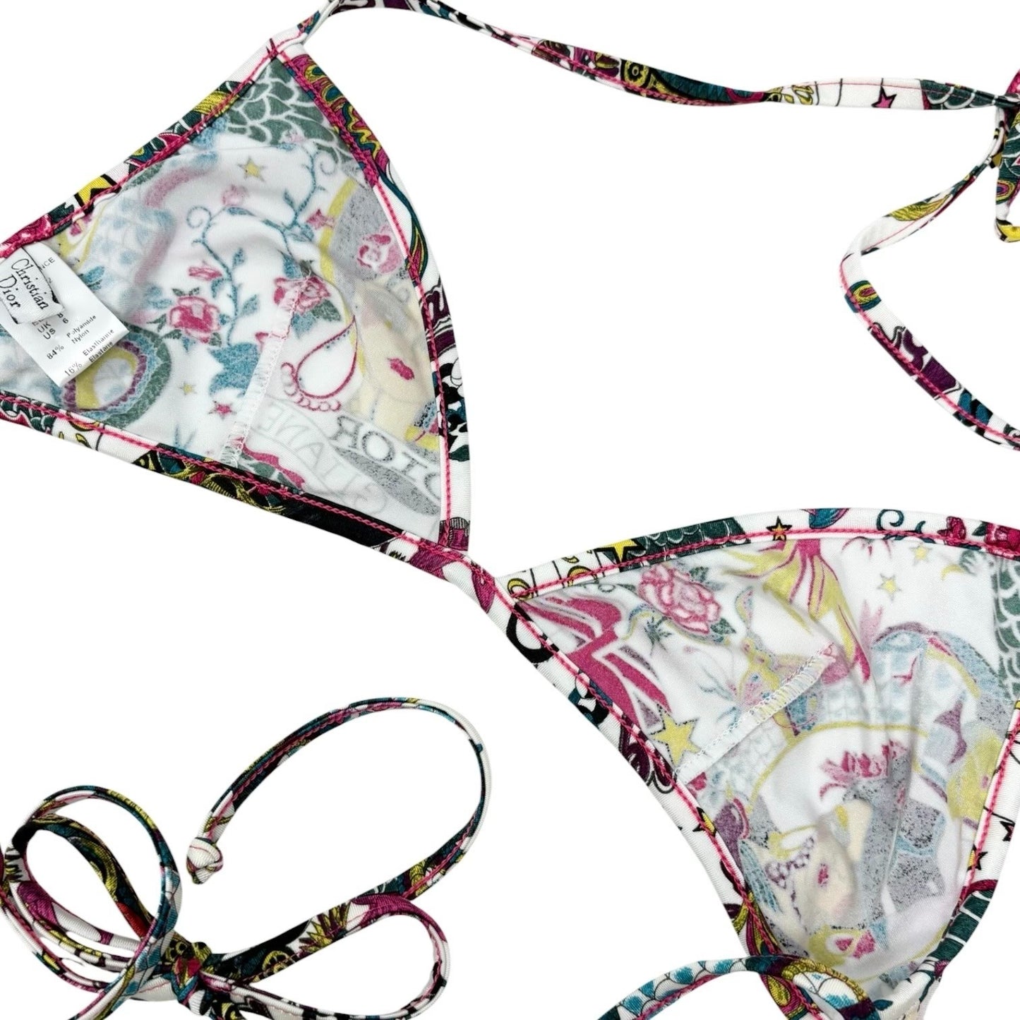 Christian Dior Vintage Logo Tattoo Print Bikini Swimwear #38 Multicolor 901861