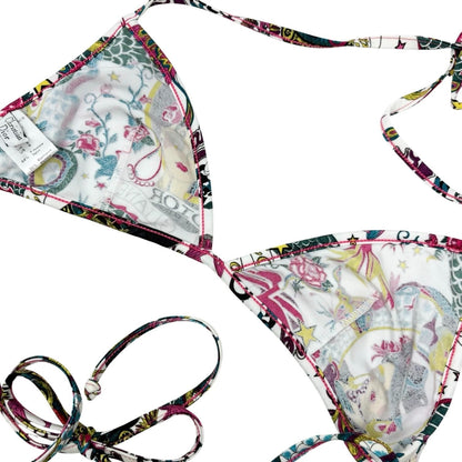 Christian Dior Vintage Logo Tattoo Print Bikini Swimwear #38 Multicolor 901861