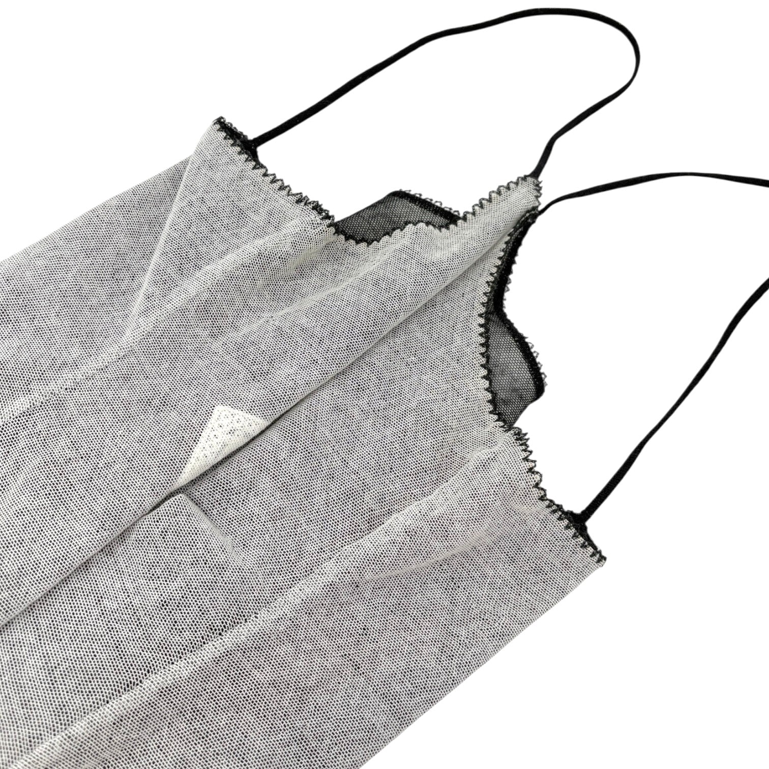 CHANEL Vintage 04P CC Logo No.5 Overlay Mesh Camisole Top #40 Gray Cotton Lace