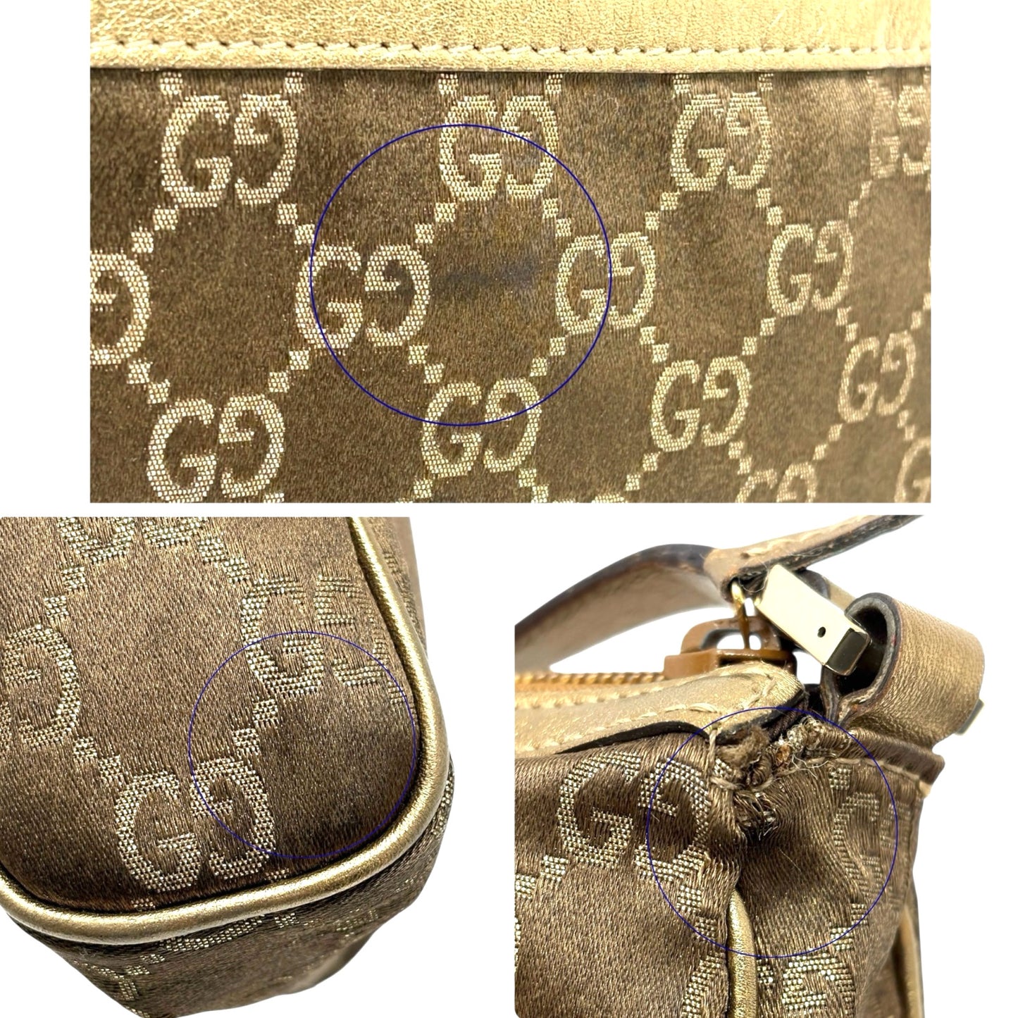 GUCCI Vintage GG Monogram Abbey Mini Shoulder Bag Pochette Gold Brown Canvas