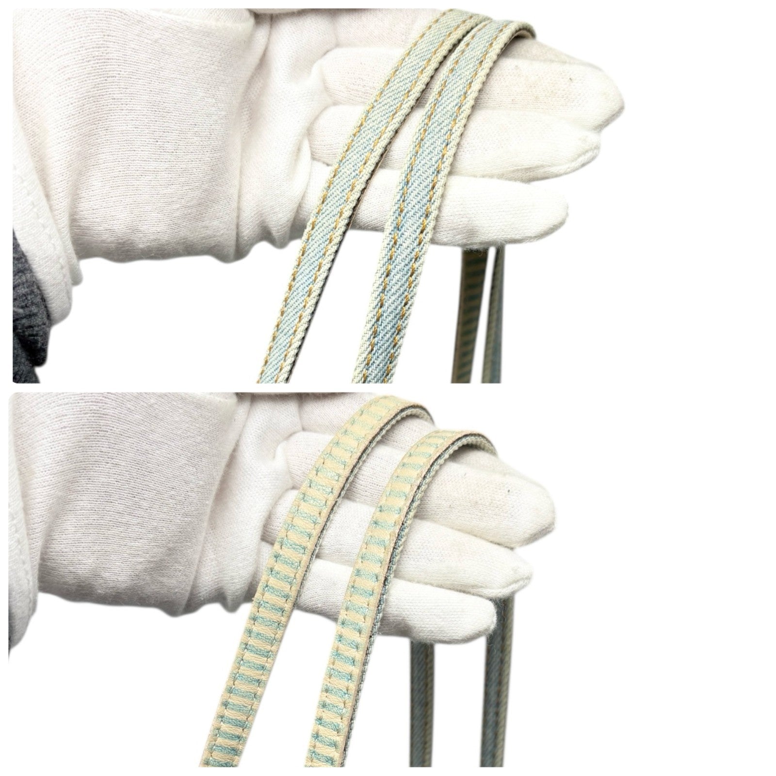 FENDI Vintage Zucca Monogram Denim Shoulder Tote Large Bag Blue FF Logo