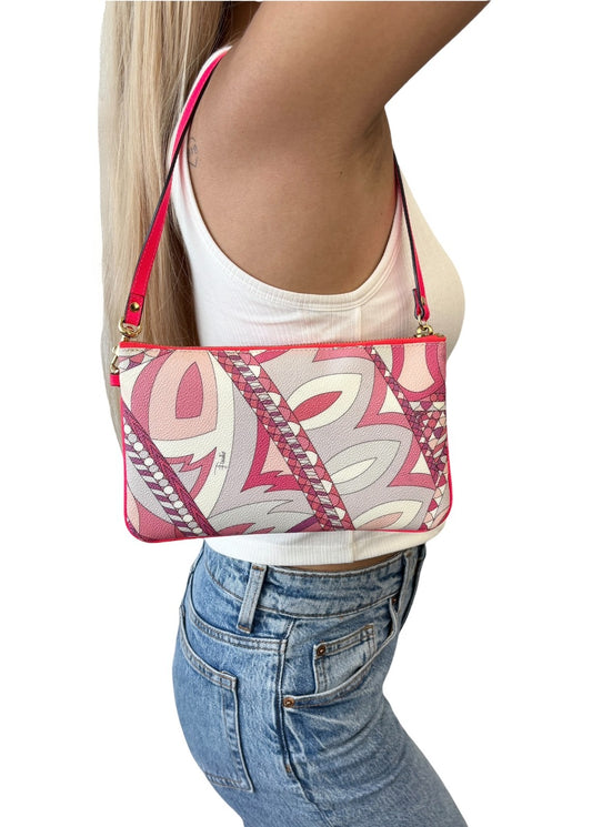 EMILIO PUCCI Vintage Logo Geometric Multicolor Shoulder Bag Pink PVC 902569