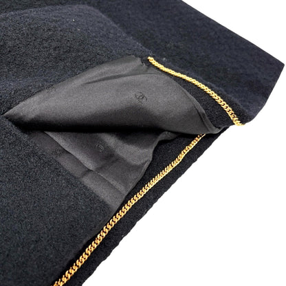 CHANEL Vintage 95A CC Mark Logo Jacket #38 Mohair Wool Black Gold Button