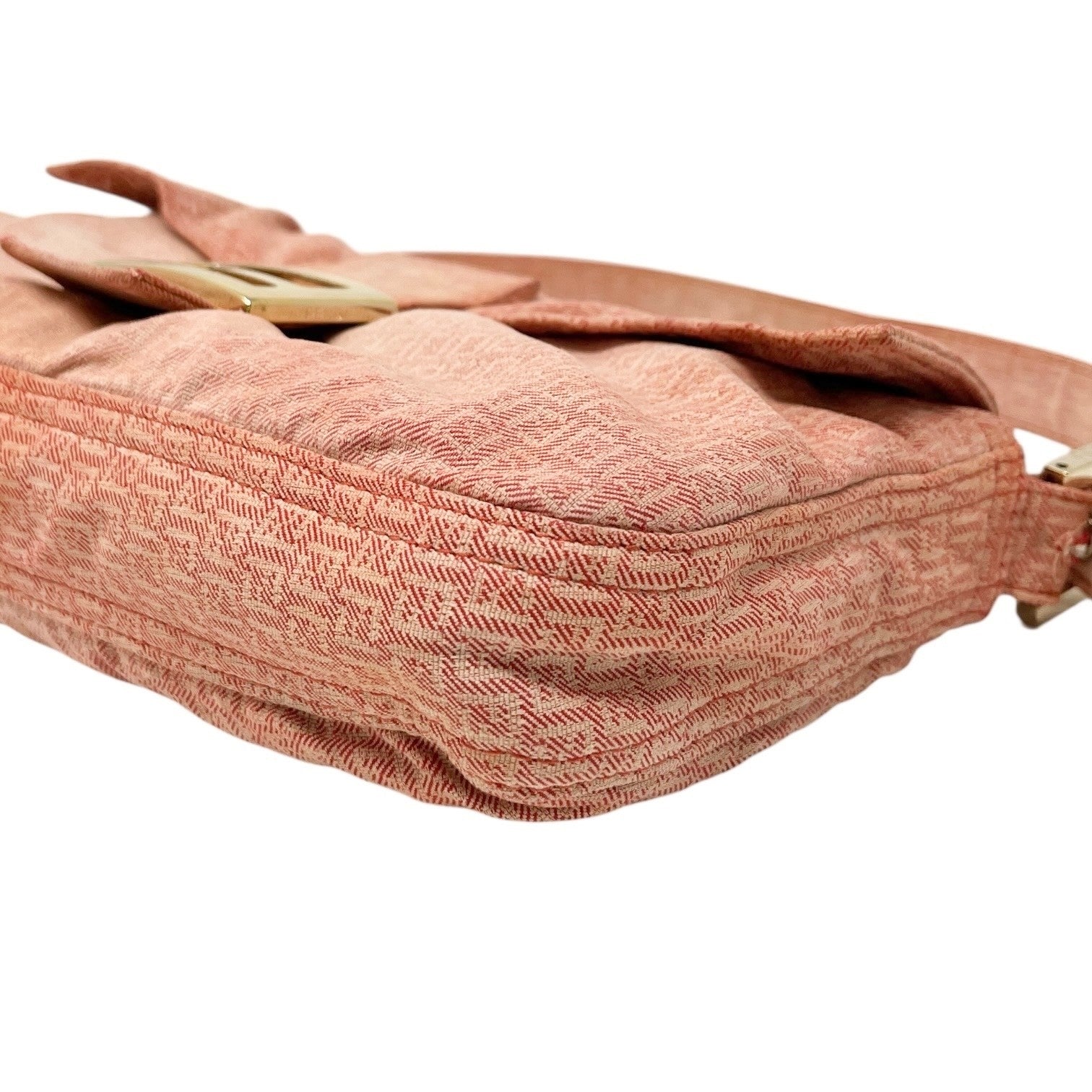 FENDI Vintage Zucchino Monogram Mamma Baguette Shoulder Bag Orange Pink Gold