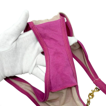 Christian Dior Vintage Logo Gold Chain Bikini Swimwear #36 Pink Nylon 901862
