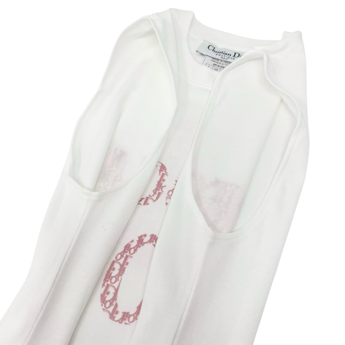 Christian Dior Vintage 2004 J'ADORE Logo Trotter Tank Top #36 White Pink