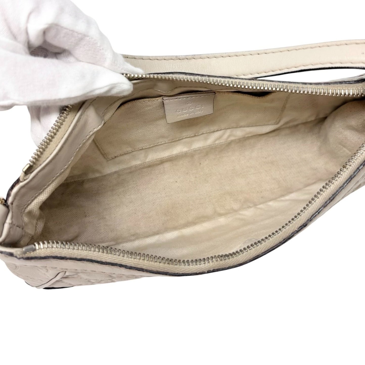 GUCCI Vintage GG Interlocking Monogram Shoulder Bag Beige Ribbon Zip 902282