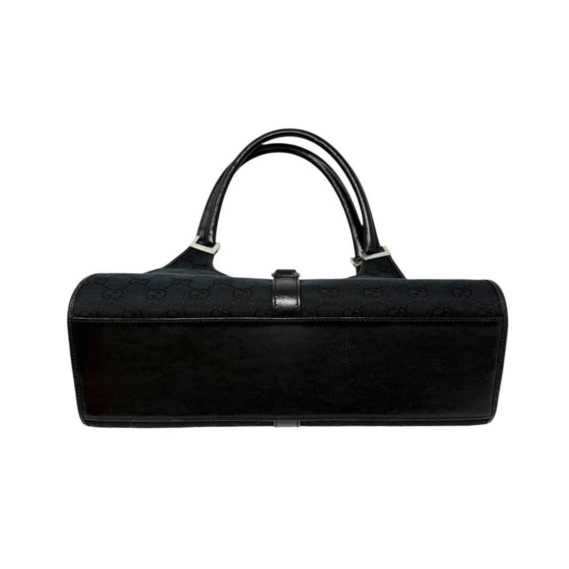 GUCCI Vintage GG Monogram Logo Jackie Shoulder Bag Black Silver Canvas 902258