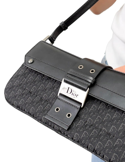 Christian Dior Vintage Street Chic Trotter Monogram Shoulder Bag Black 901846