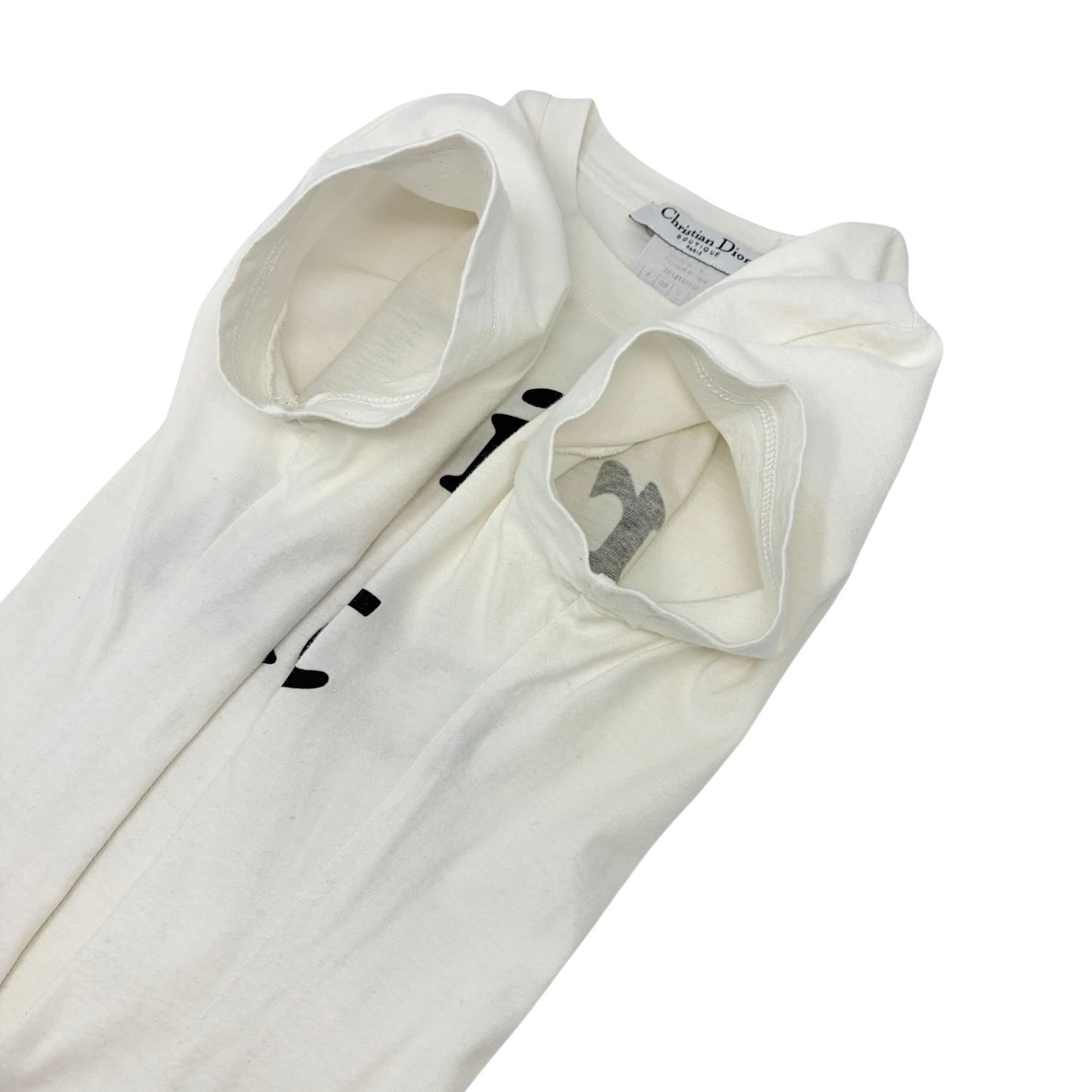 Christian Dior 2002 Vintage Addict Big Logo T-shirt Top #38 White Black Cotton