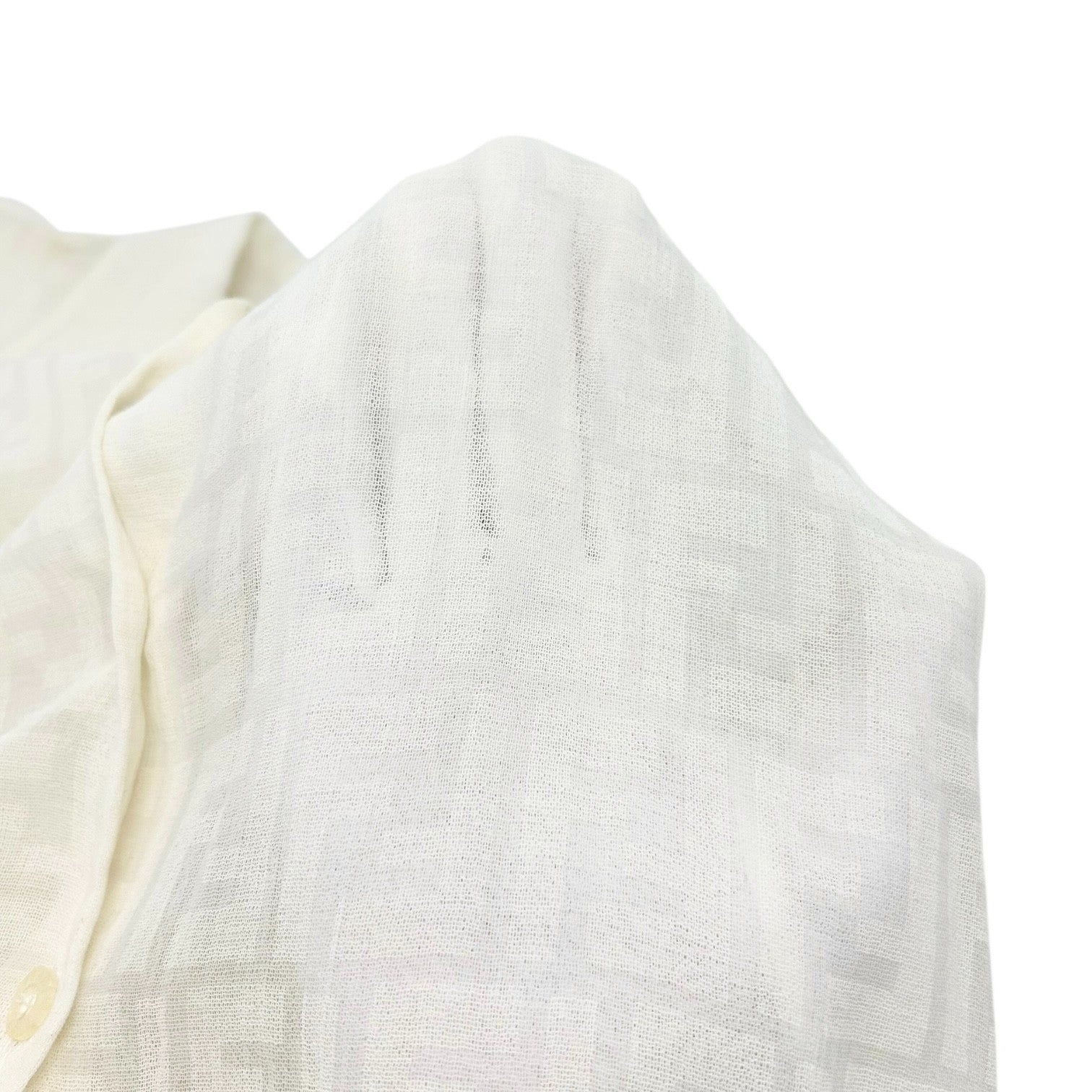 FENDI Vintage Zucca Monogram See-through Top Shirt Blouse #40 Beige White Cotton