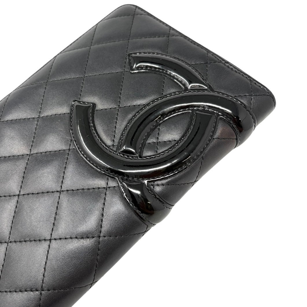 CHANEL Vintage Cambon Line CC Logo Quilted Wallet Black Pink Leather  902229