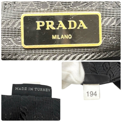 PRADA Vintage Logo Tessuto Nylon Shoulder Bag Black Gold Ribbon Leather