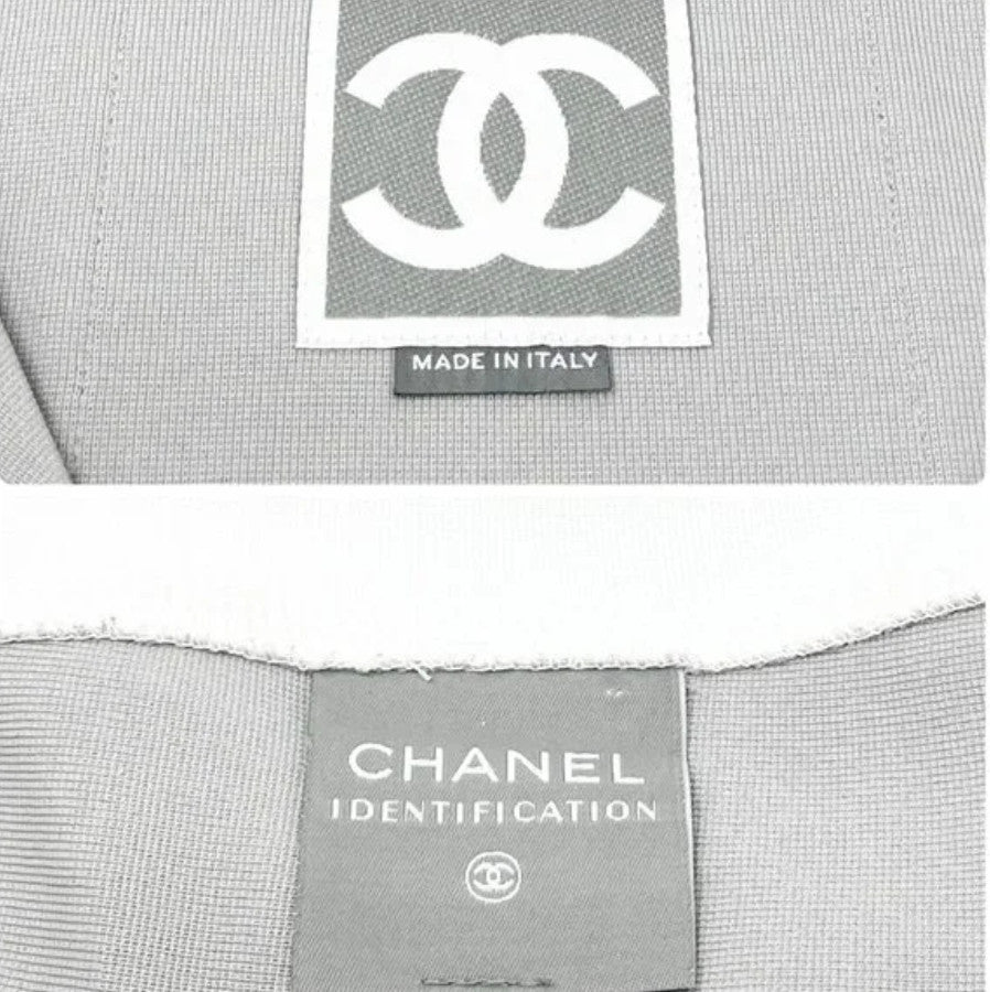 CHANEL Sport Vintage 01P CC Rompers One Piece #34 Zip Gray White Nylon