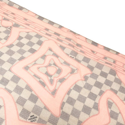 LOUIS VUITTON Vintage Damier Azur Tahitienne Logo Scarf Wrap Pink Gray Cotton