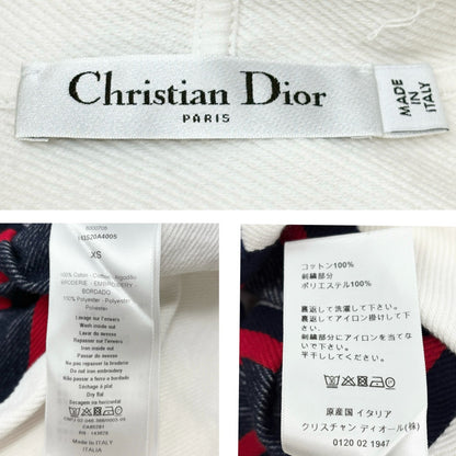 Christian Dior 21AW Big Star Logo Hoodie Sweatshirt Top #XS White Blue Red