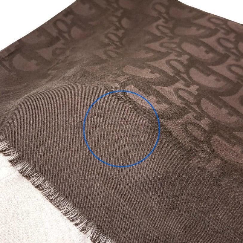 Christian Dior Vintage Logo Trotter Monogram Silk Scarf Shawl Brown 902472