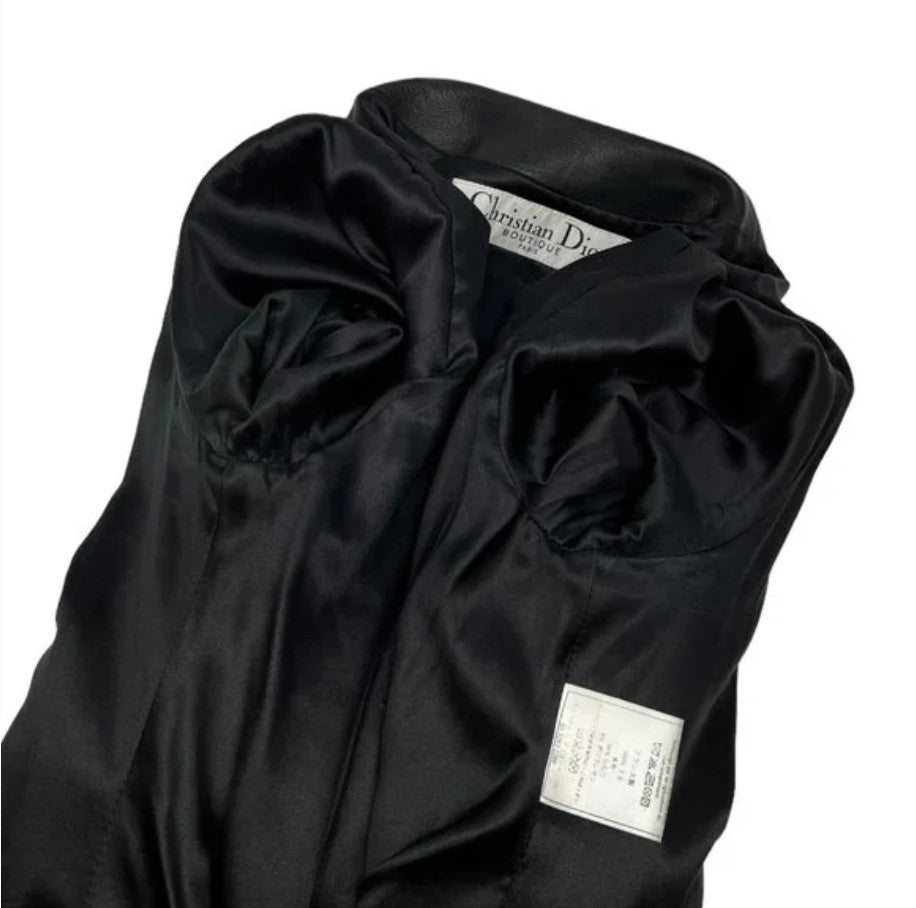 Christian Dior Vintage 2004 Bondage Logo Leather Jacket #36 Black Silver