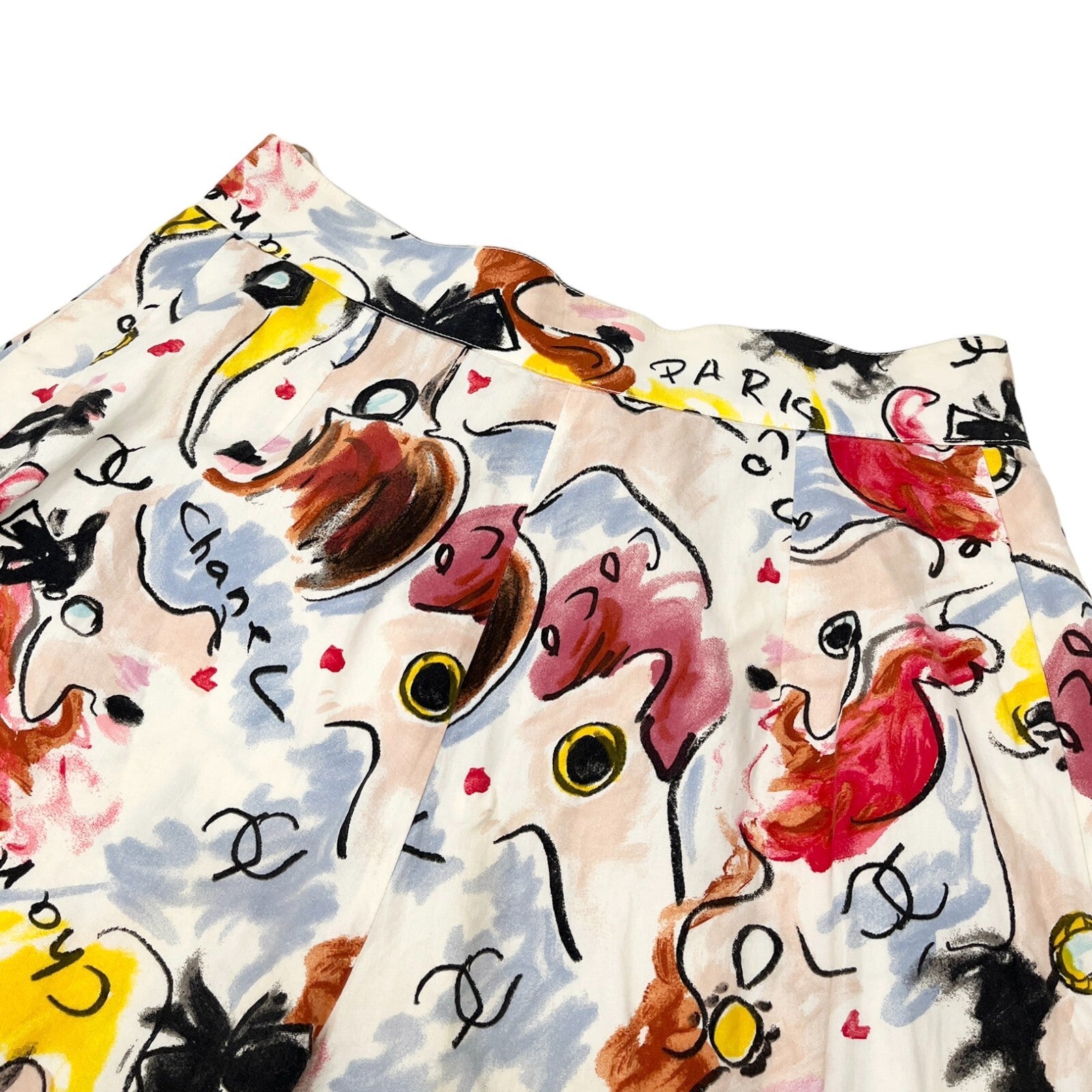 CHANEL Vintage 1995 CC Mark Shirt Shorts Set Button Multicolor Cotton Rank AB+