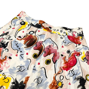 CHANEL Vintage 1995 CC Mark Shirt Shorts Set Button Multicolor Cotton Rank AB+