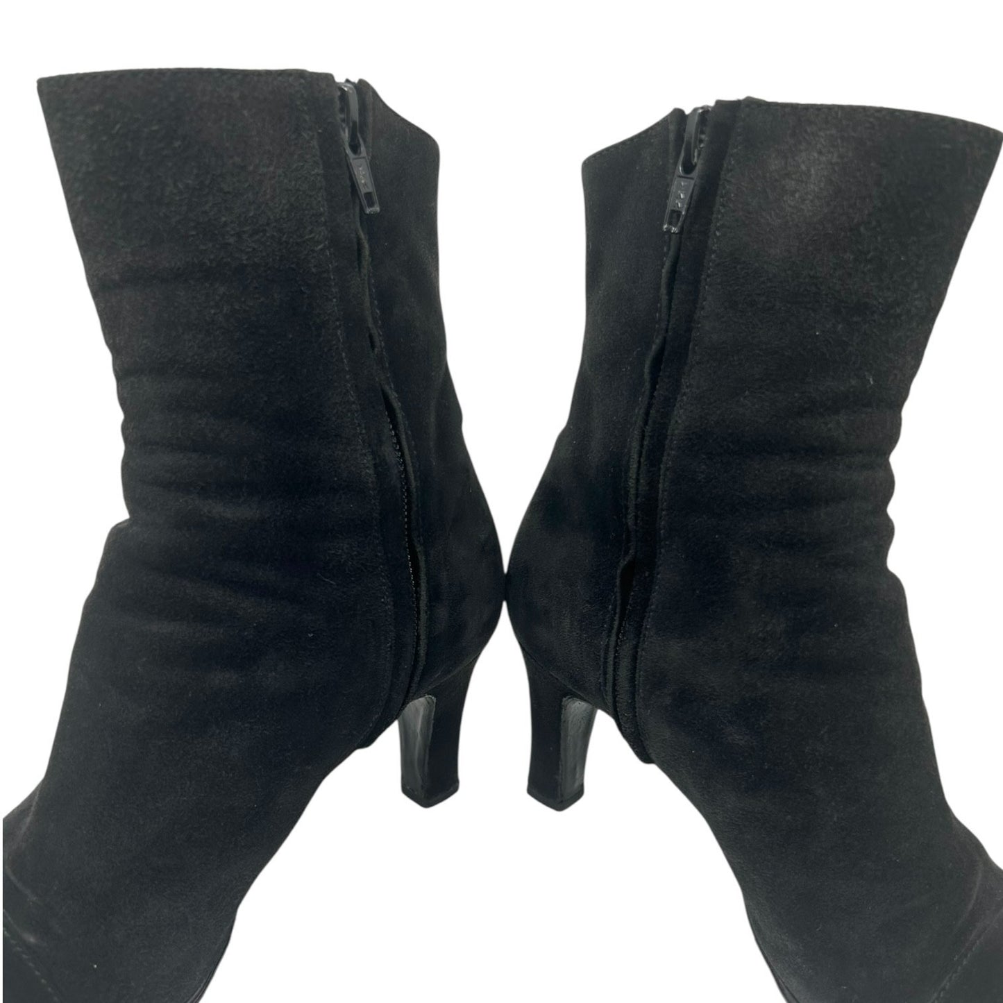 CHANEL Vintage CC Logo Turnlock Ankle Boots Heels #36.5 Black Suede Leather