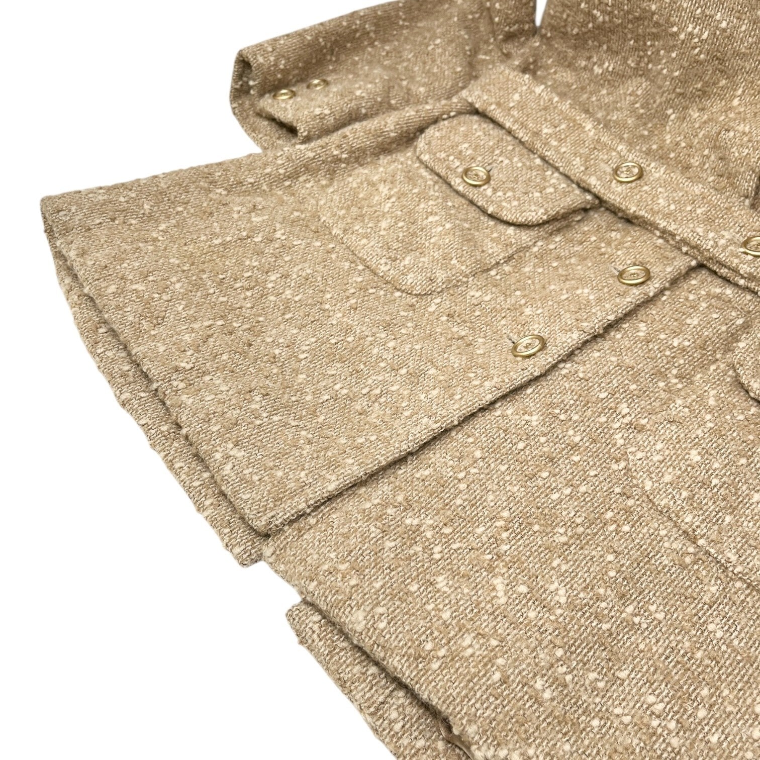 CHANEL Vintage 01A CC Logo Tweed Alpaca Blazer Coat Jacket #38 Light Brown