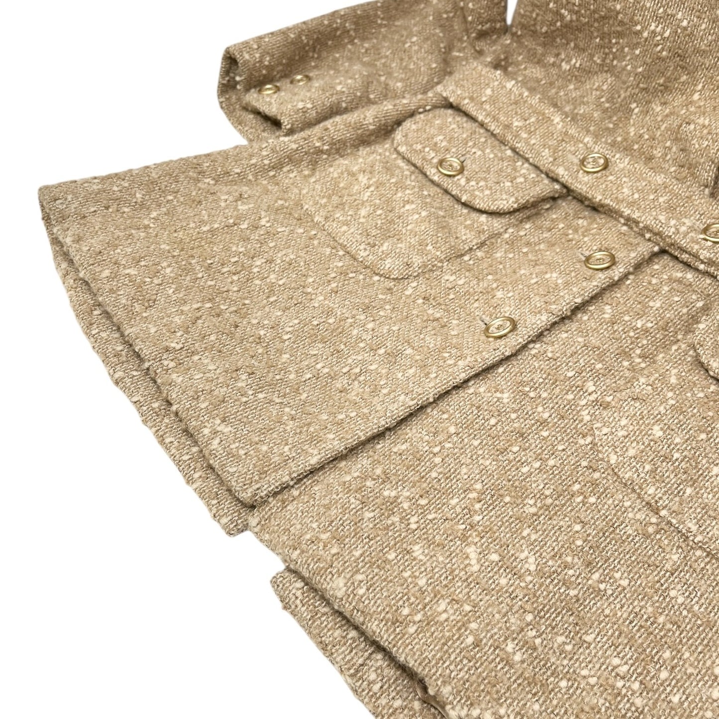 CHANEL Vintage 01A CC Logo Tweed Alpaca Blazer Coat Jacket #38 Light Brown