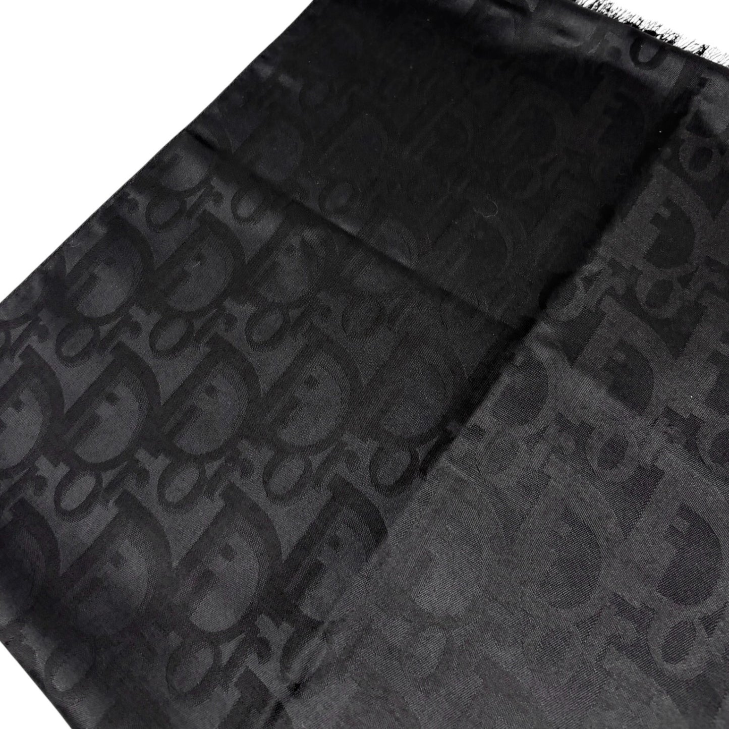Christian Dior Vintage Trotter Monogram Long Scarf Wrap Silk Black 901831