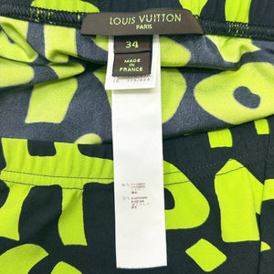 LOUIS VUITTON Vintage Graffiti Leggings #34 Pants Green Black Nylon Rank AB