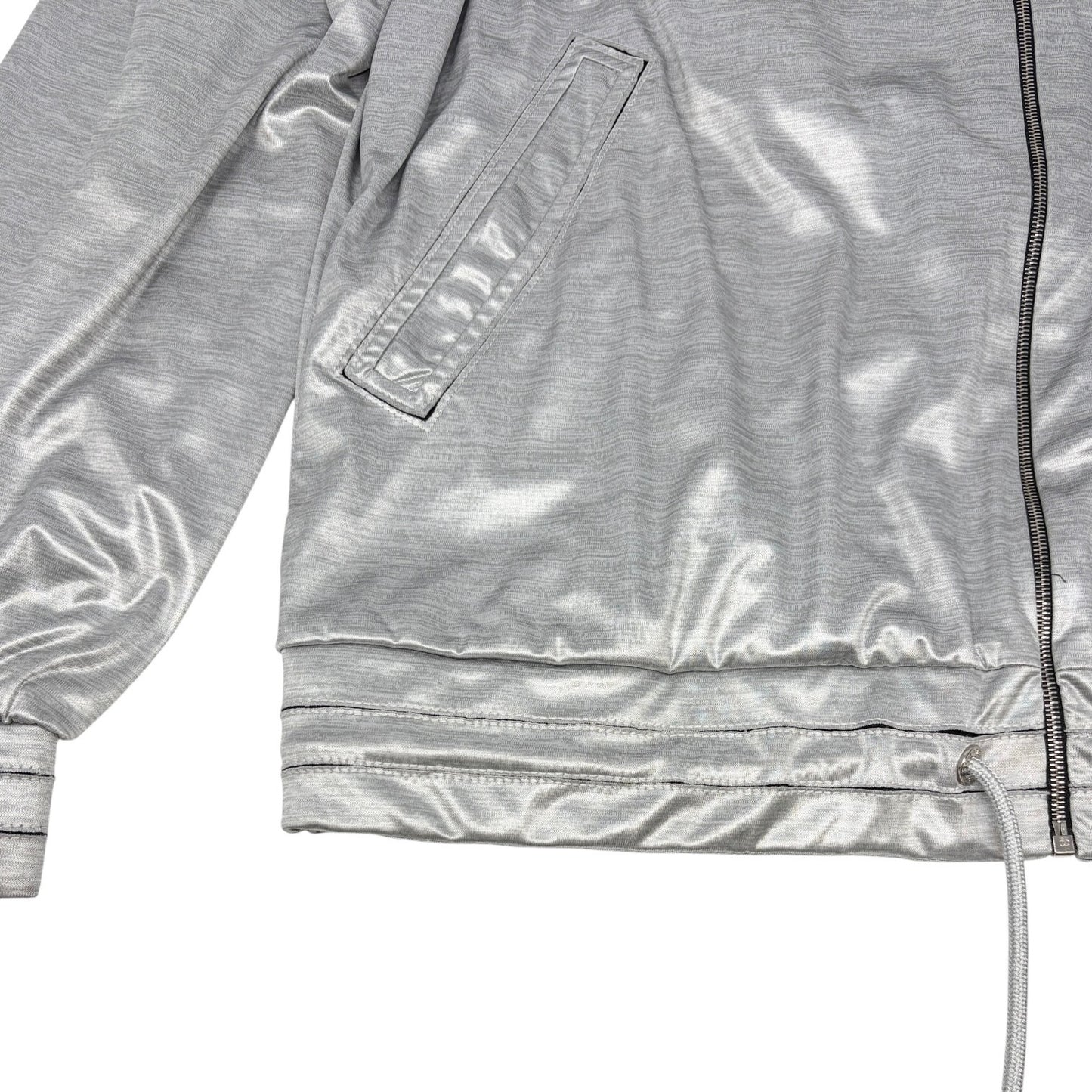 CHANEL Vintage P43484 Big CC Logo Zip Hoodie Jacket  #42 Silver Black 901958