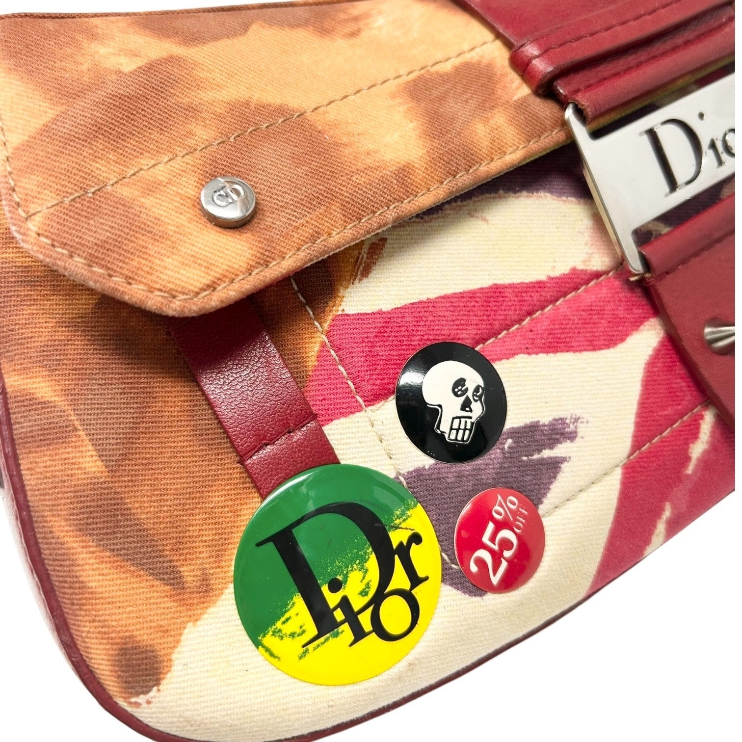 Christian Dior Vintage 2003 Logo Street Chic Columbus Victim Shoulder Bag Red