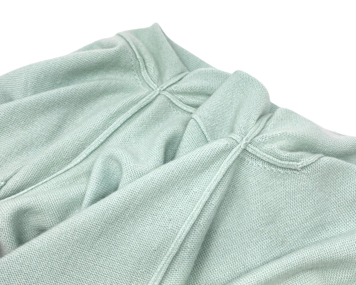 CHANEL Vintage 94C CC Logo Trimmed Cardigan Knit Top Light Green Cashmere