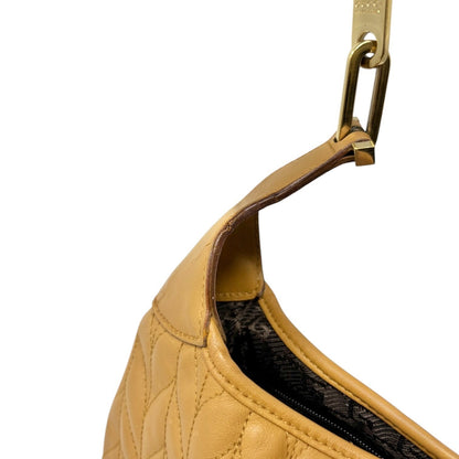 GUCCI Vintage Logo Quilted Chain Shoulder Bag Brown Gold Leather 902065
