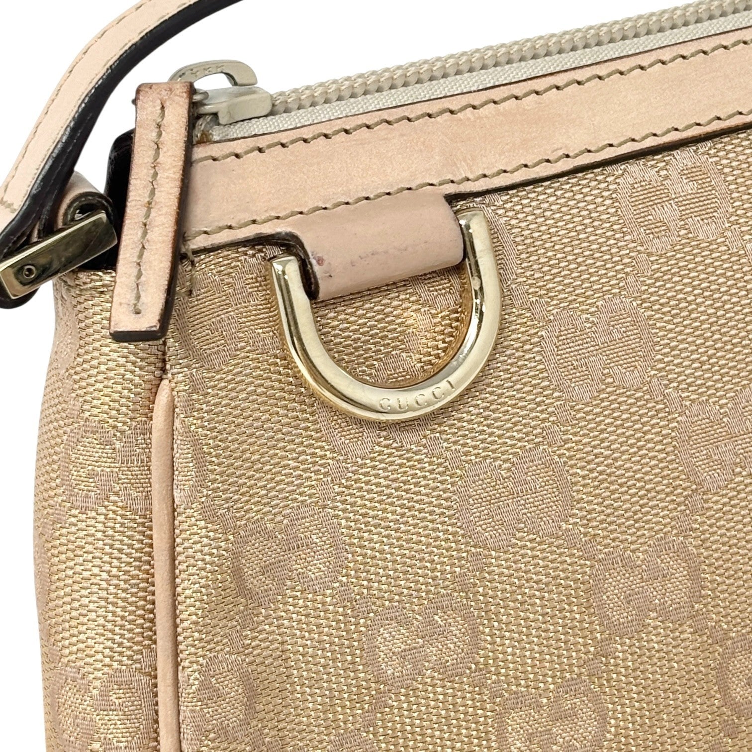 GUCCI Vintage GG Monogram Abbey Mini Pochette Shoulder Bag Canvas Pink Gold