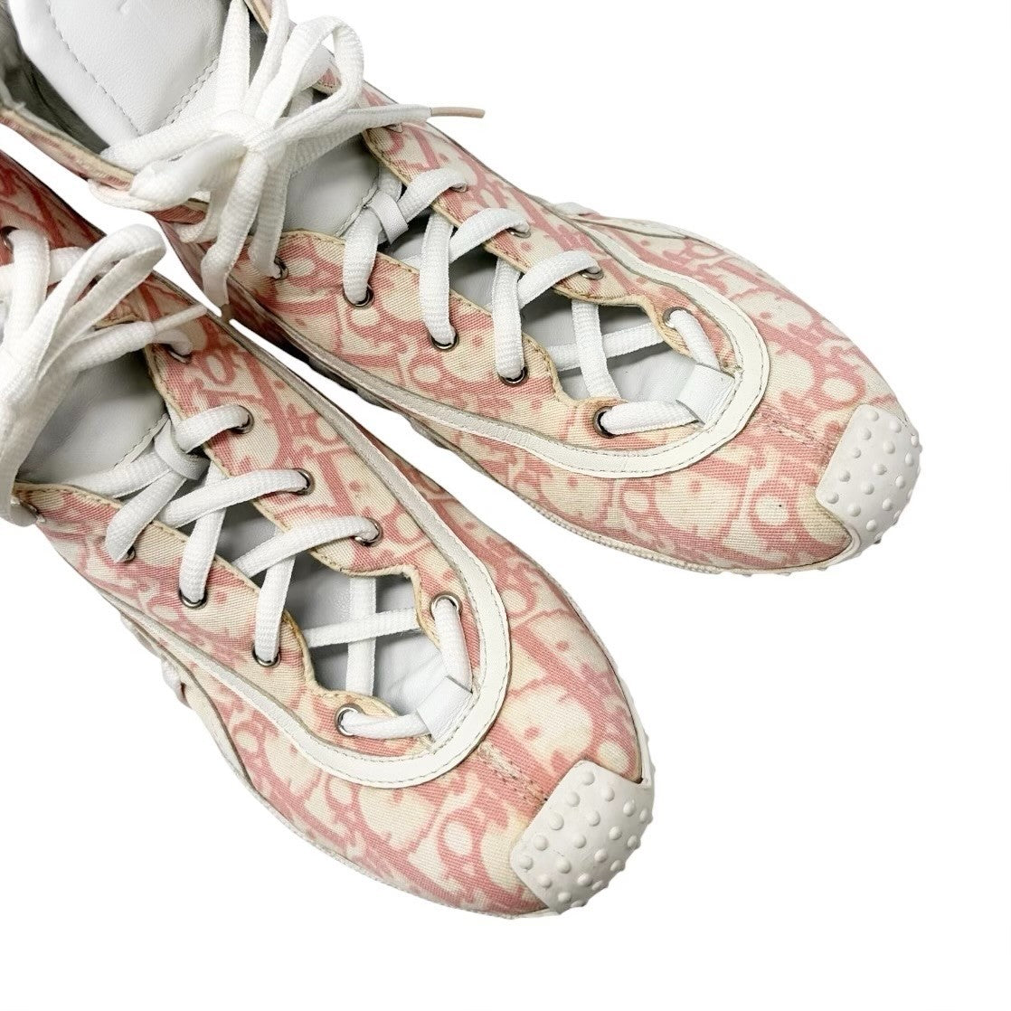 Christian Dior Vintage Trotter Monogram High-top Sneakers #37 Pink White 902257