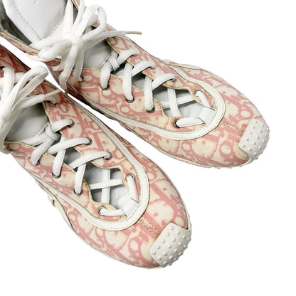 Christian Dior Vintage Trotter Monogram High-top Sneakers #37 Pink White 902257